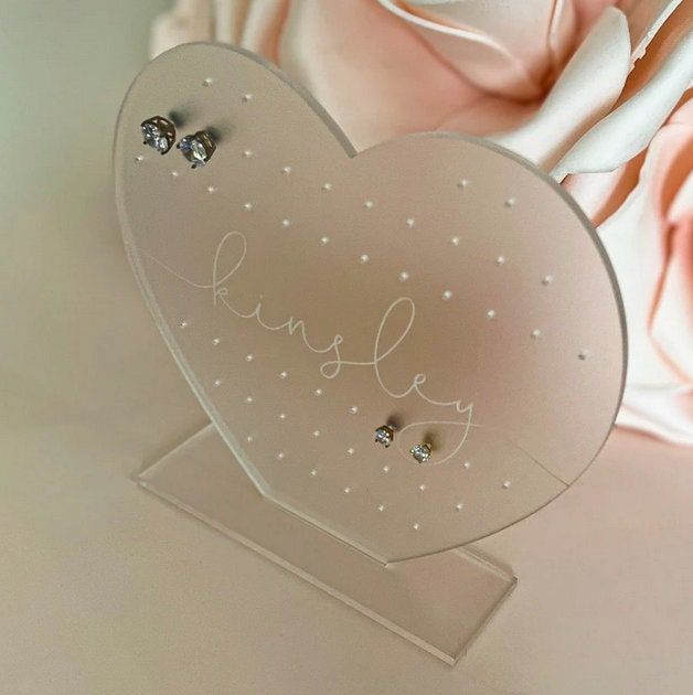 Earring Holder for Girl, Earring Stand, Personalized Kids Gift, Frosted Acrylic Earring Display, Jewelry Organizer, Girls Earring Organizer (Round Frosted)