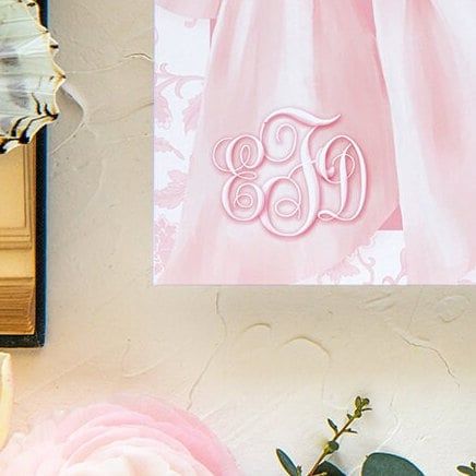 Pink Chinoiserie Baby Shower Invites - Whimsical Baby Sprinkle - Monogram Pink Bow, Chinoiserie Invitations, Girl Baby Shower Grandmillenial (10 printed invitations, Plain White Envelopes)