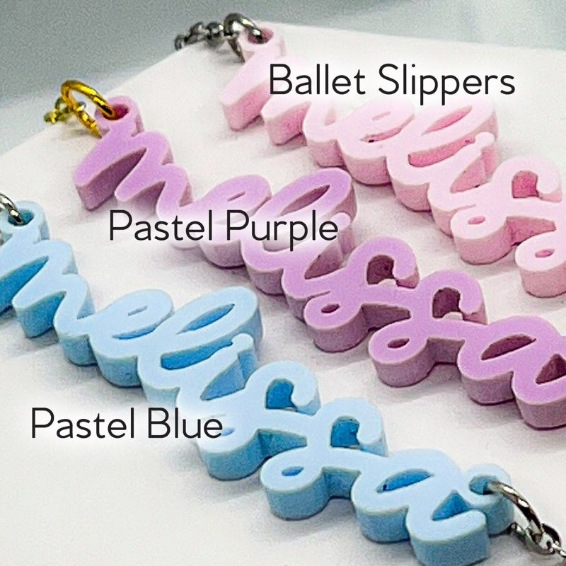 Acrylic Name Necklace, Personalized Pink Nameplate Necklace, Gift for Her, Pink Sparkly Summer Festival Necklace, Summer Pink Movie Premiere (glittery pink, Silver Tone 12")
