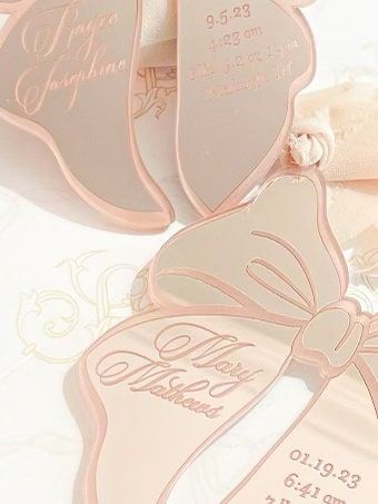 Keepsake Christmas Ornament Baby Girl baby’s First christmas ornament birth statistic ornament birth information stats (Rose Gold Mirror)