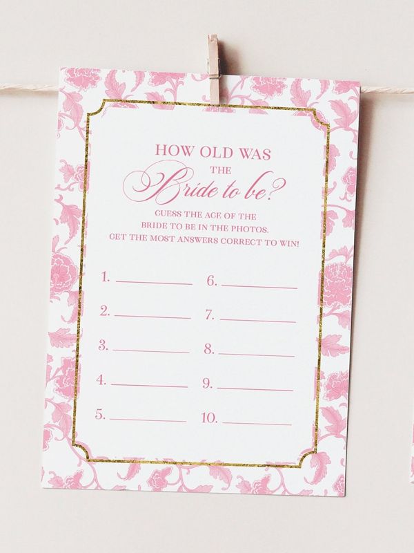 Bridal Shower Games Bundle - Pink Chinoiserie Printable Games - Bridal Bingo - Guess Who Said it - What's in your purse - Wishes for bride