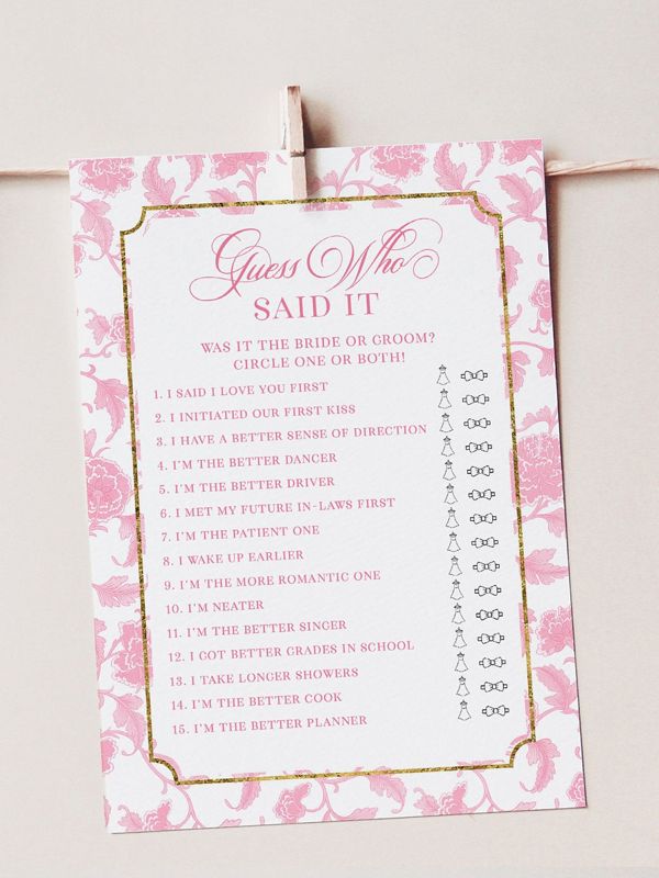 Bridal Shower Games Bundle - Pink Chinoiserie Printable Games - Bridal Bingo - Guess Who Said it - What's in your purse - Wishes for bride