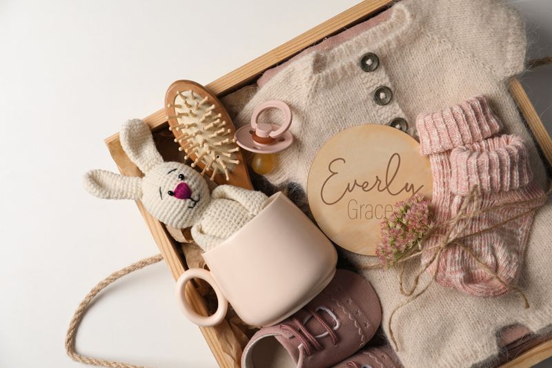 Baby Name Sign for hospital Baby Birth Announcement Sign Baby Name Plaque Newborn Name Wood Sign Engraved Wooden Name Reveal (4")