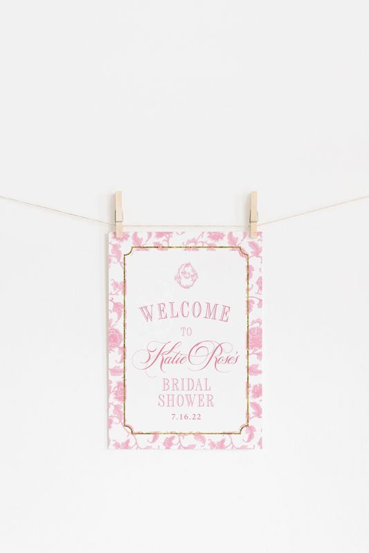 Printed Pink Chinoiserie Bridal Shower Welcome Sign - 18 x 24" welcome poster - bridal luncheon - bridesmaids brunch - bridal tea (18x24")