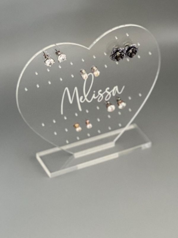Heart Earring Holder for girl, Kids Earring Stand, Personalized Acrylic Earring Display, Jewelry Organizer Gift, Girl Earring Organizer