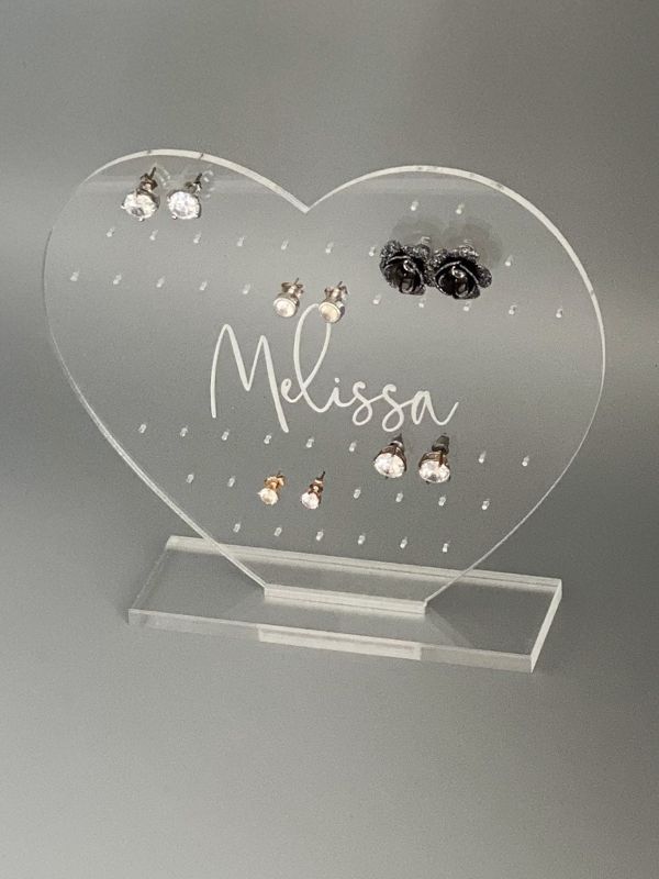 Heart Earring Holder for girl, Kids Earring Stand, Personalized Acrylic Earring Display, Jewelry Organizer Gift, Girl Earring Organizer