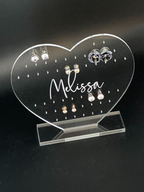 Heart Earring Holder for girl, Kids Earring Stand, Personalized Acrylic Earring Display, Jewelry Organizer Gift, Girl Earring Organizer