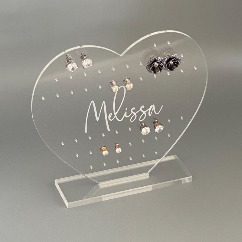 Heart Earring Holder for girl, Kids Earring Stand, Personalized Acrylic Earring Display, Jewelry Organizer Gift, Girl Earring Organizer