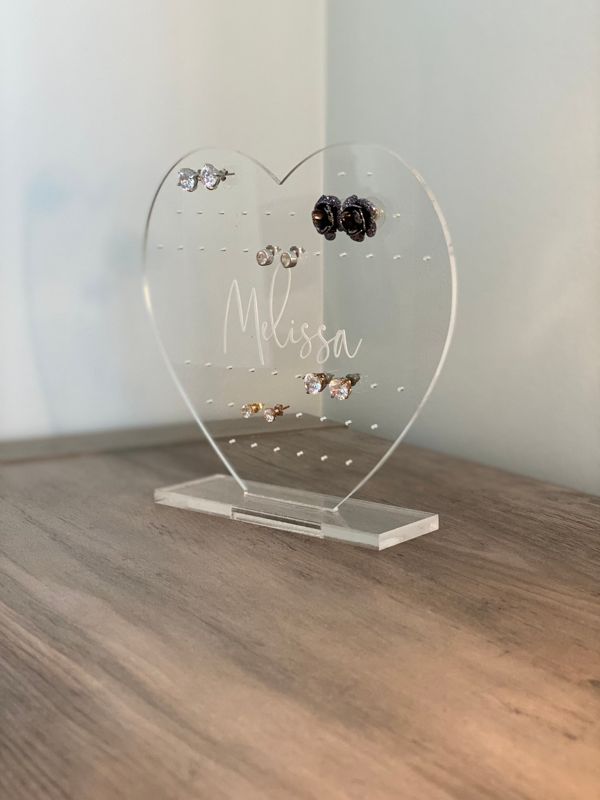 Heart Earring Holder for girl, Kids Earring Stand, Personalized Acrylic Earring Display, Jewelry Organizer Gift, Girl Earring Organizer