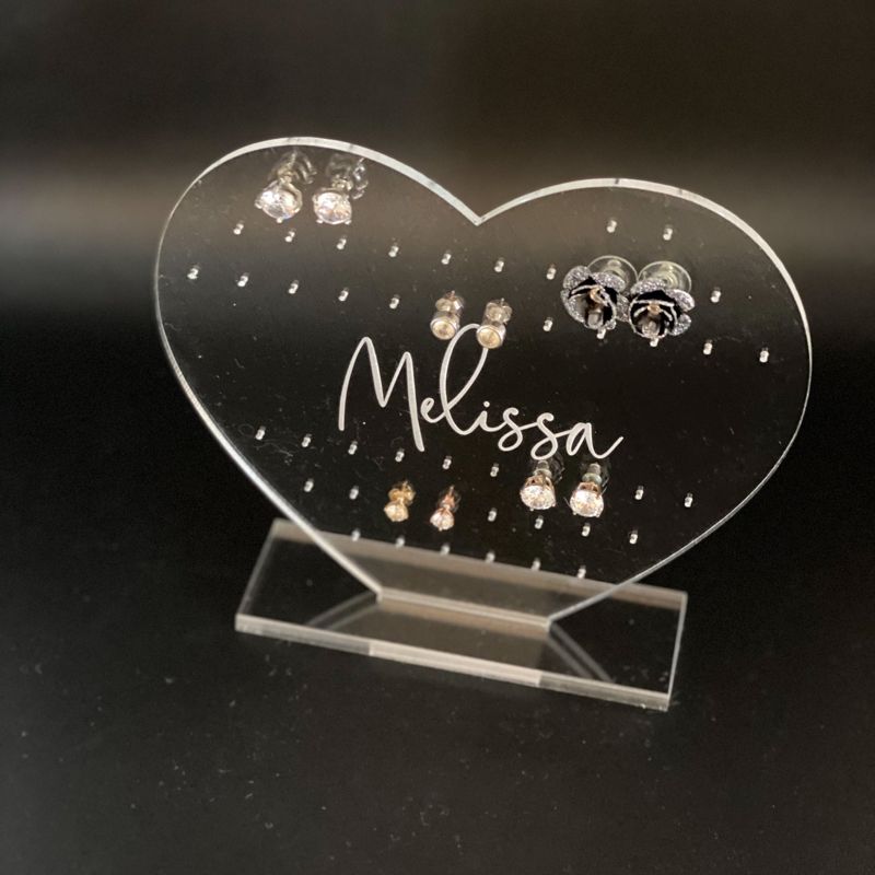 Heart Earring Holder for girl, Kids Earring Stand, Personalized Acrylic Earring Display, Jewelry Organizer Gift, Girl Earring Organizer