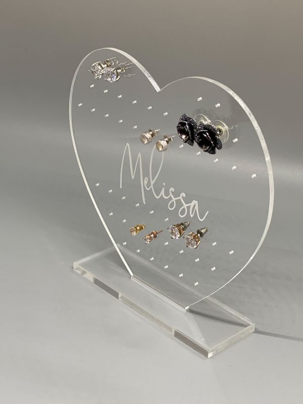 Heart Earring Holder for girl, Kids Earring Stand, Personalized Acrylic Earring Display, Jewelry Organizer Gift, Girl Earring Organizer