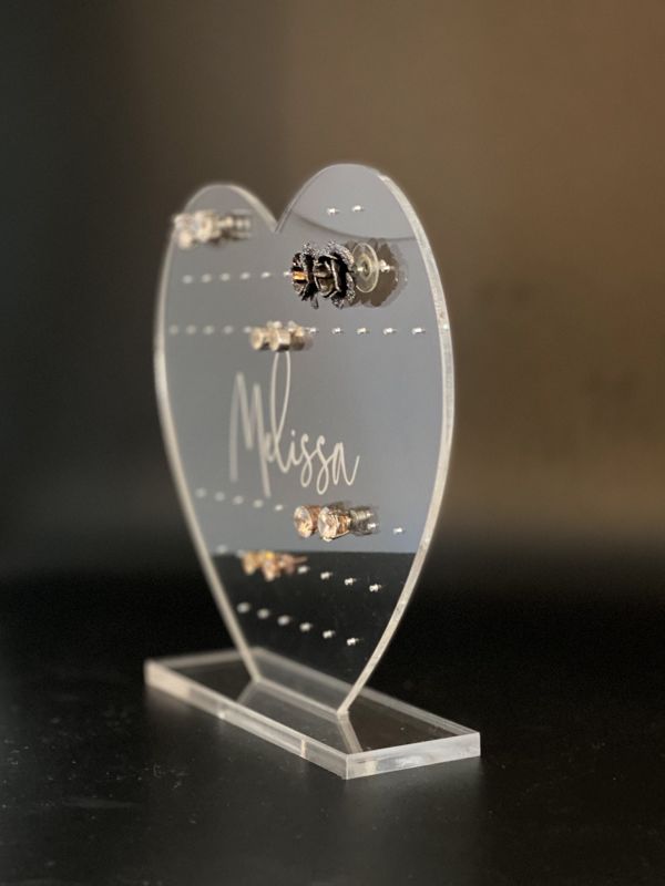 Heart Earring Holder for girl, Kids Earring Stand, Personalized Acrylic Earring Display, Jewelry Organizer Gift, Girl Earring Organizer
