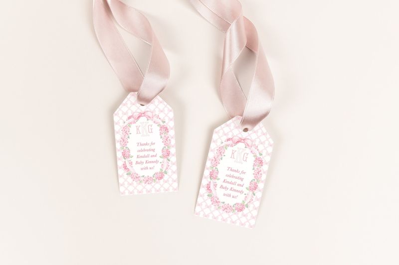 Grandmillenial Baby Girl Shower Favor Tag - Girl Baby Sprinkle - Printable Favor Tag - Pink Bow Hydrangea - Watercolor Bow