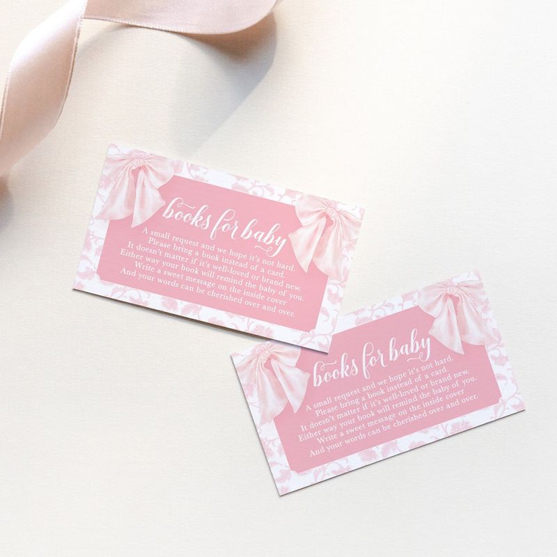 Pink Chinoiserie Baby Shower Books for Baby Insert Cards Printed (20 printed cards)