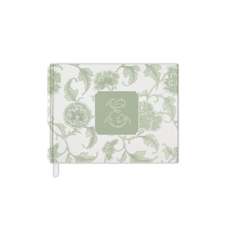 Pink Bridal Shower Guest Book, Baby Shower Guest Book, Chinoiserie Blank Book, Custom Initial Guestbook, Monogram Guestbook (Pink | A)