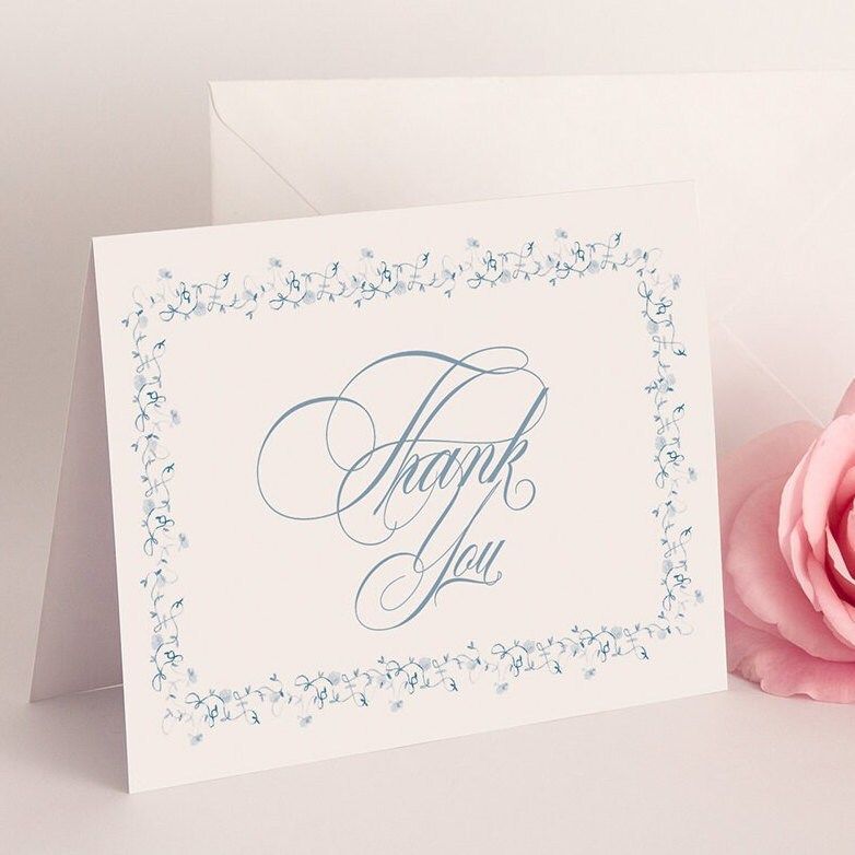 Printed Blue and White Thank You Notes (20 printed notes)