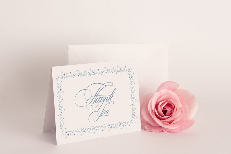Printed Blue and White Thank You Notes (20 printed notes)