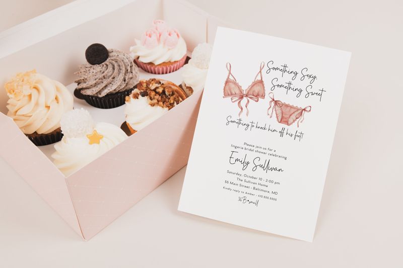 Modern Lingerie Bridal Shower Invitation - Panty Party - Lingerie Party Invites - Watercolor Lingerie Invitations - Bra and Panty Party (10 printed invitations | Plain White Envelopes)