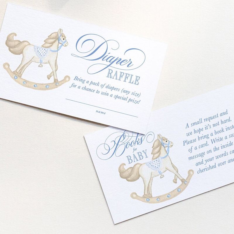 Rocking Horse Boy Baby Shower Books for Baby or Diaper Raffle Insert Cards Printed - Baby Boy Sprinkle (20 printed cards | Diaper Raffle)