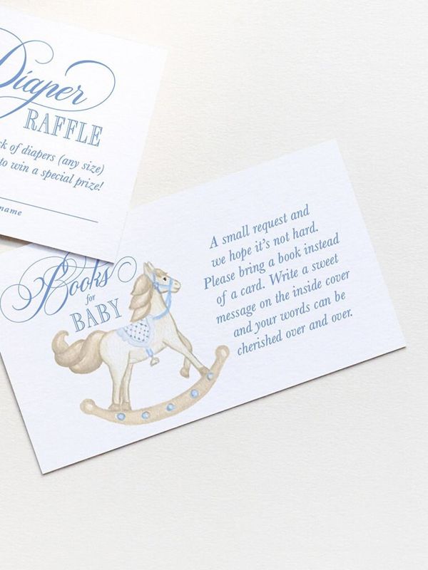Rocking Horse Boy Baby Shower Books for Baby or Diaper Raffle Insert Cards Printed - Baby Boy Sprinkle (20 printed cards | Diaper Raffle)