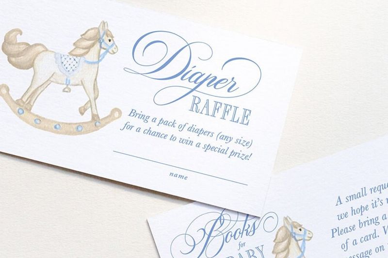 Rocking Horse Boy Baby Shower Books for Baby or Diaper Raffle Insert Cards Printed - Baby Boy Sprinkle (20 printed cards | Diaper Raffle)