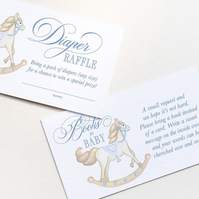Rocking Horse Boy Baby Shower Books for Baby or Diaper Raffle Insert Cards Printed - Baby Boy Sprinkle (20 printed cards | Diaper Raffle)