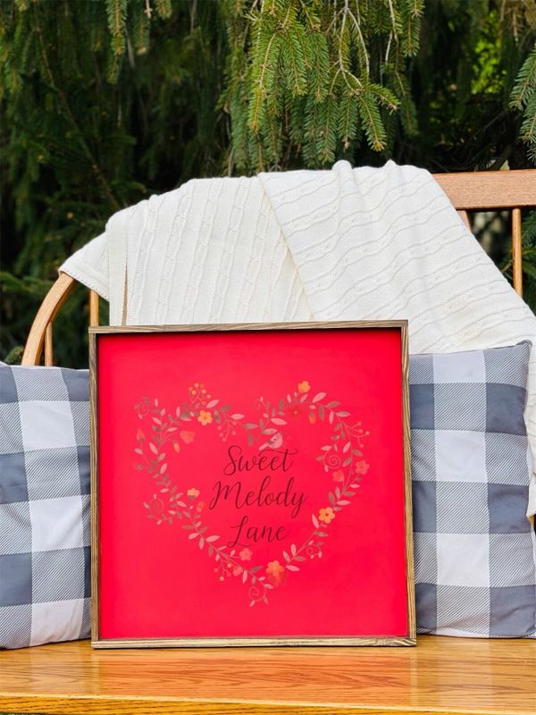 Red Wood Sign with Pillow Mockup, Wood Sign Mockup, Farmhouse Wood Sign Mockup, Wood Fame Mockup, Mockup Digital File