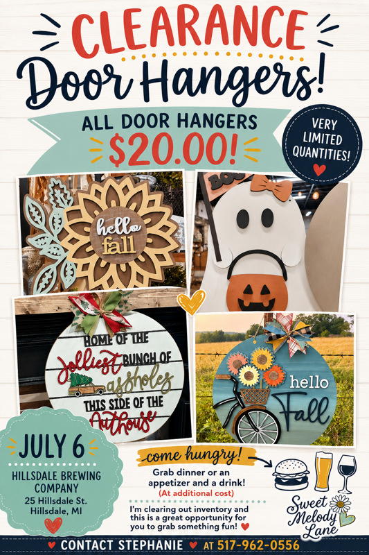 $20 door hanger sip and paint 7-6-26 (Love Lives Here 15")