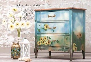 Sunflower transfer, Rub on transfer, furniture transfer, Belles and Whistles, Dixie Belle Transfers