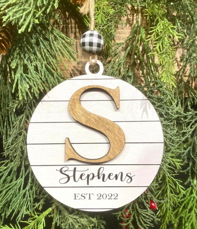 Personalized Ornaments (Circle Family Name  (This item is printed as shown- only piece needed painted is the “S”)