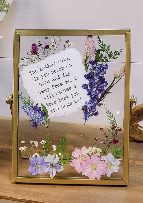 Pressed Dried Flowers in Glass Frame