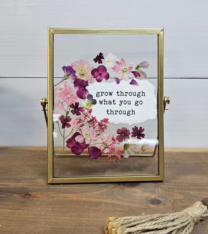 Pressed Dried Flowers in Glass Frame