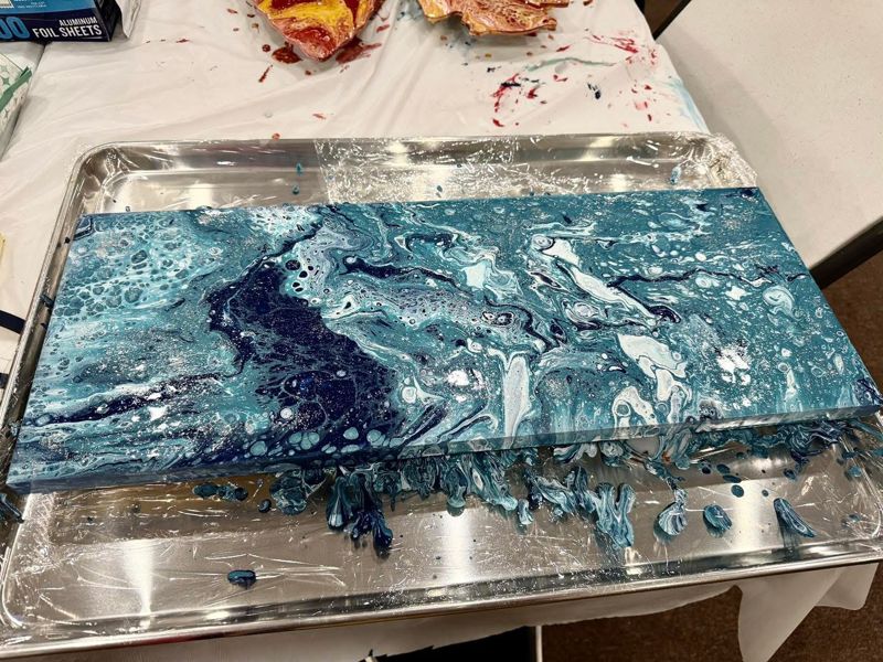 Paint Pour Party (Michigan Silhouette 18” with word Michigan )