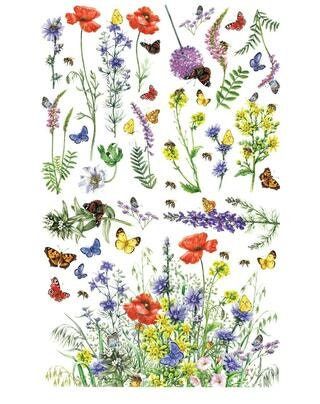Wildflower & Butterflies transfer, Rub on transfer, furniture transfer, Belles and Whistles, Dixie Belle Transfers