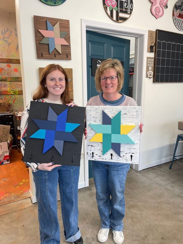 Pints & Paint Patina Edition (Barn Quilt Keyholder 15"x17")
