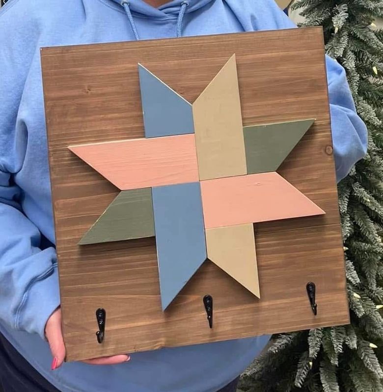 Pints & Paint Patina Edition (Barn Quilt Keyholder 15"x17")