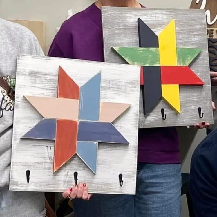 Pints & Paint Patina Edition (Barn Quilt Keyholder 15"x17")