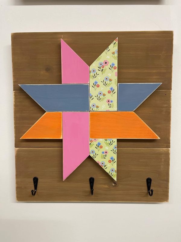 Pints & Paint Patina Edition (Barn Quilt Keyholder 15"x17")
