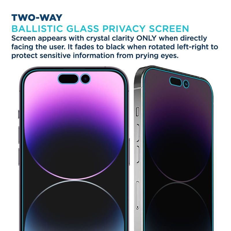 Tech Armor 1 Pack Privacy Ballistic Glass Screen Protector Compatible for Apple NEW iPhone 14 Pro 5G 6.1 Inch Tempered Glass 2022