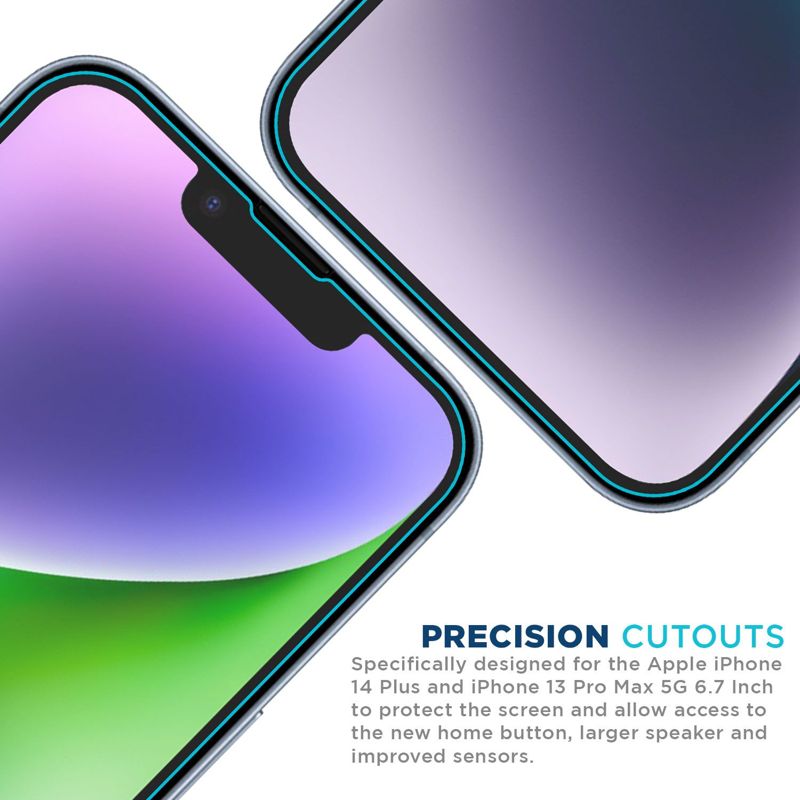 Tech Armor 3 Pack Ballistic Glass Screen Protector Compatible for Apple NEW iPhone 13 Pro Max (2021) and iPhone 14 Plus (2022) 5G 6.7 Inch Tempered Glass