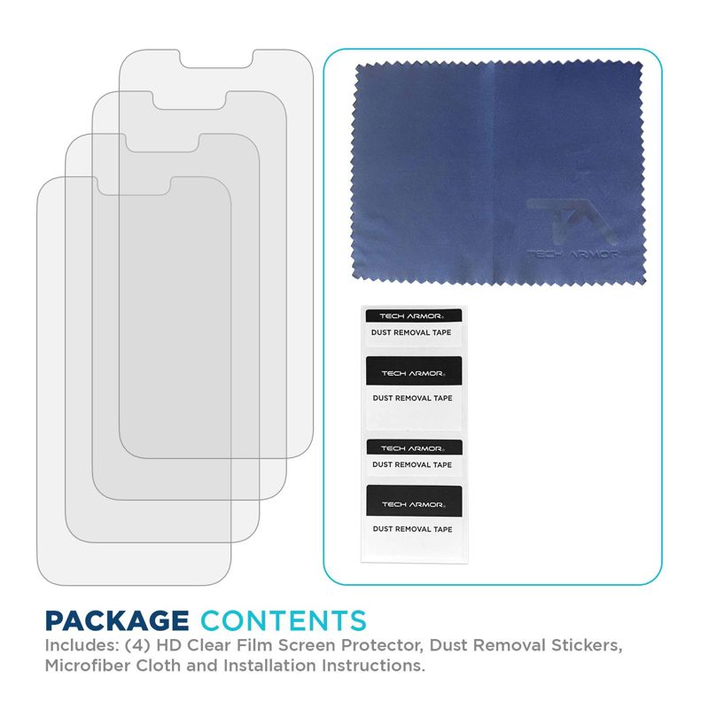 Tech Armor 4 Pack HD Clear Film Screen Protector Compatible for Apple NEW iPhone 13 Pro Max (2021) and iPhone 14 Plus (2022) 5G 6.7 Inch