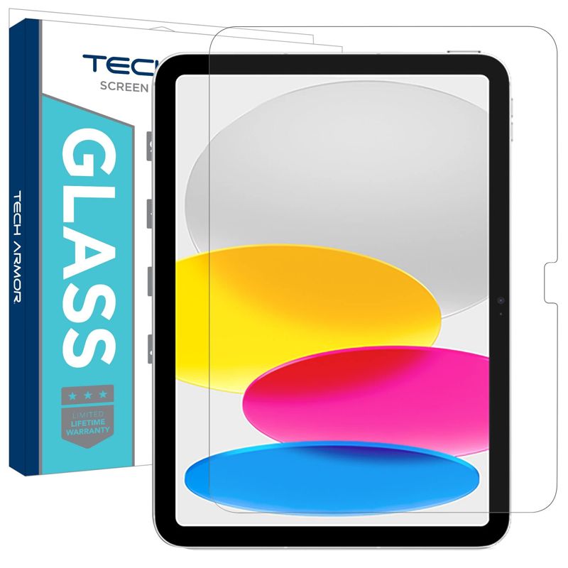 Tech Armor Screen Protector for Apple iPad 11 (2025) and iPad10th Gen (2022) 10.9 Inch, Face ID Compatible - Ballistic Tempered Glass (1 Pack)