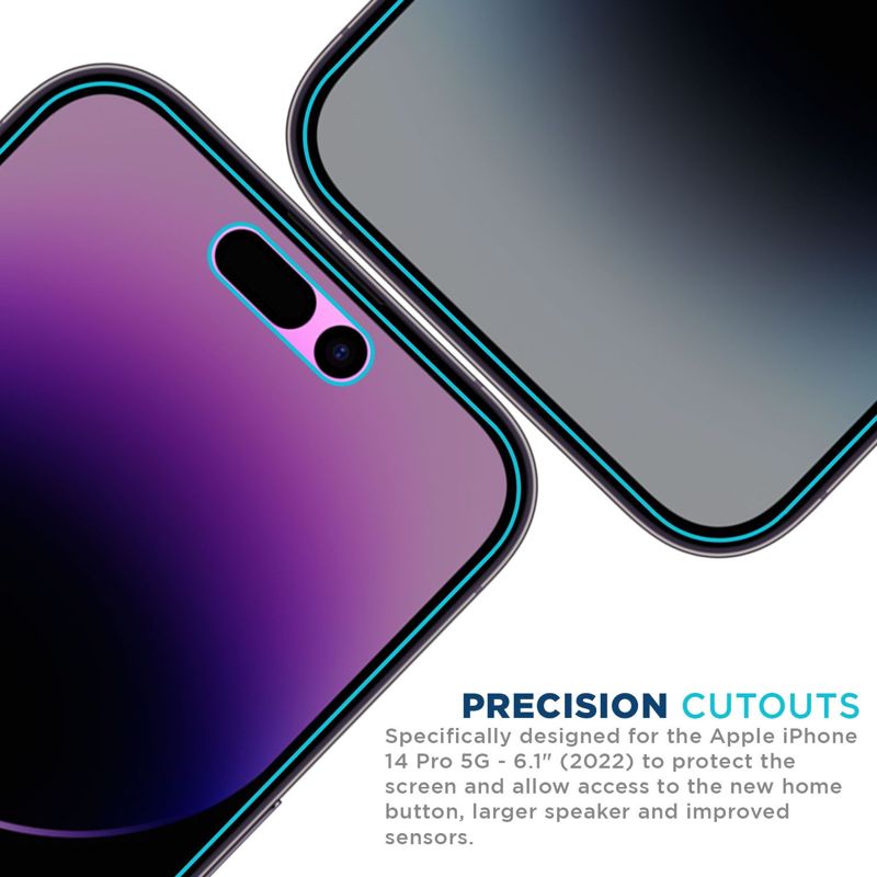 Tech Armor [1 Pack] Privacy Screen Protector for iPhone 14 Pro Anti-Spy Ballistic Tempered Glass 9H Hardness Case Friendly Easy Installation Bubble Free 3D Touch Support [6.1 inch]