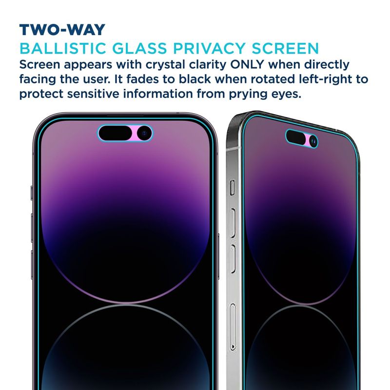 Tech Armor [1 Pack] Privacy Screen Protector for iPhone 14 Pro Anti-Spy Ballistic Tempered Glass 9H Hardness Case Friendly Easy Installation Bubble Free 3D Touch Support [6.1 inch]