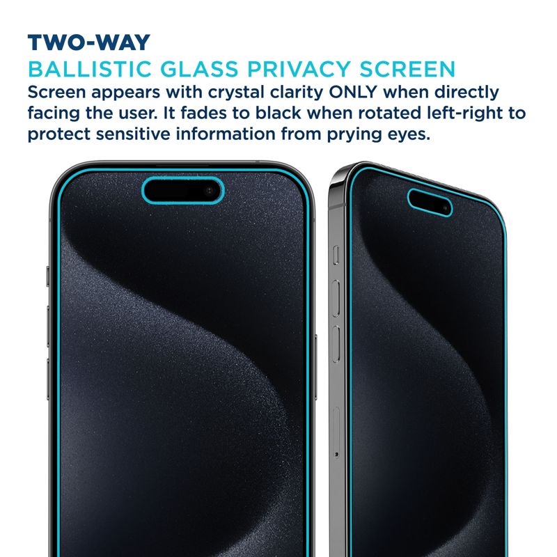 Tech Armor Privacy Screen Protector for iPhone 15 Plus 6.7 inch - Ballistic Tempered Glass, Anti-Spy, Case Friendly, Easy Installation, Bubble Free, Touch Support, 1 Pack