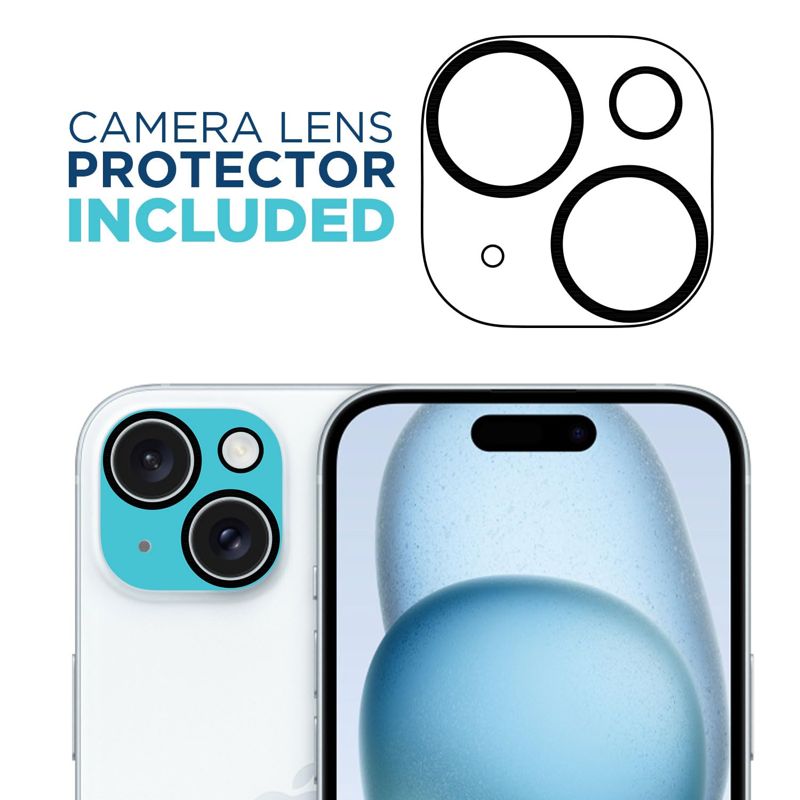 Tech Armor iPhone 15 Screen Protector 6.1 Inch - Ballistic Tempered Glass, Case Friendly, Sensor Protection, HD, 9H Hardness, 3 Pack + Bonus Camera Lens Protector