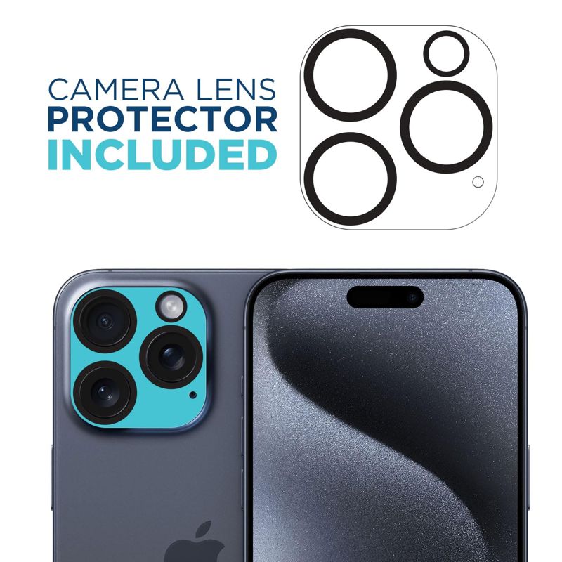 Tech Armor iPhone 15 Pro Screen Protector 6.1 Inch - Ballistic Tempered Glass, Case Friendly, Sensor Protection, HD, 9H Hardness, 3 Pack + Bonus Camera Lens Protector