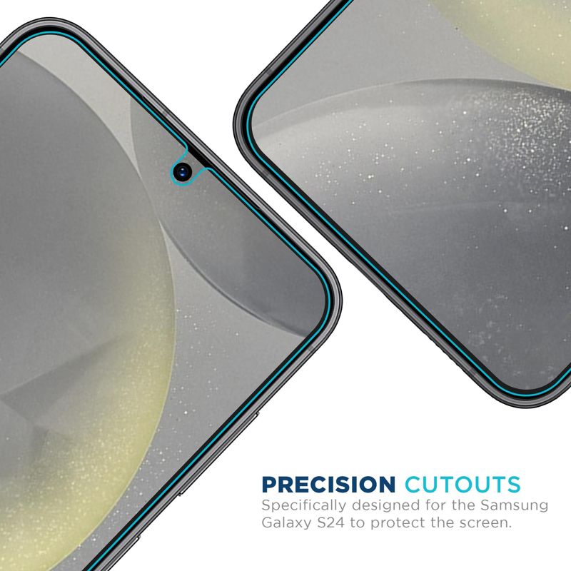 Tech Armor Samsung Galaxy S24 Screen Protector - 2 Pack, Ballistic Tempered Glass, Case-Friendly Design + Installation Tray with Bonus Lens Protector