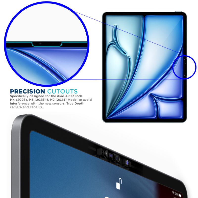 Tech Armor for iPad Air 13 Inch Screen Protector M4 2026 & M3 2025, M2 2024 - Ballistic Tempered Glass, Apple Pencil Compatible, 9H+, Anti-Scratch, Easy Installation Tray - 1 Pack