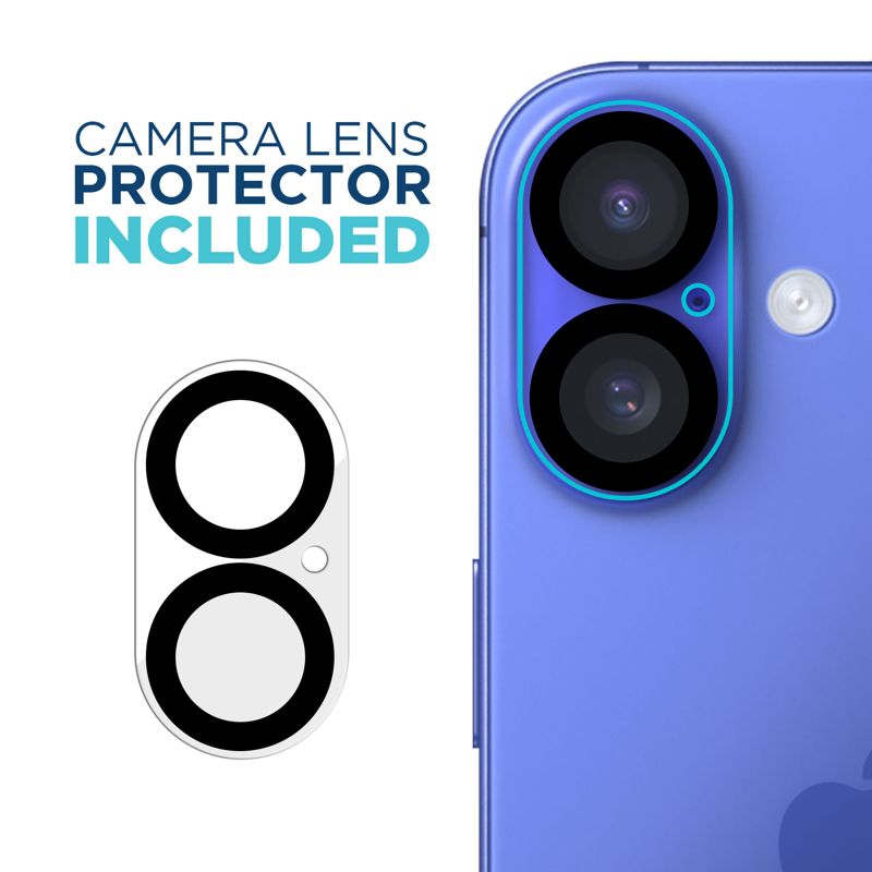Tech Armor Screen Protector for iPhone 16 Plus - Ballistic Tempered Glass, Case Friendly, Sensor Protection, HD, 9H Hardness, 3 Pack + Bonus Camera Lens Protector